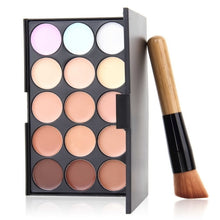 Load image into Gallery viewer, Professional Makeup Set Kit 15 Colors Contour Face Cream Concealer Palette With Foundation Oblique Makeup Brush Cosmetic Tool