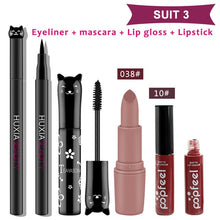 Load image into Gallery viewer, Beauty Makeup Sets Cosmetics Cat Series Long Thick Black Mascara Eyeliner Long Lasting Matte Lipstick Moisture Lip Gloss